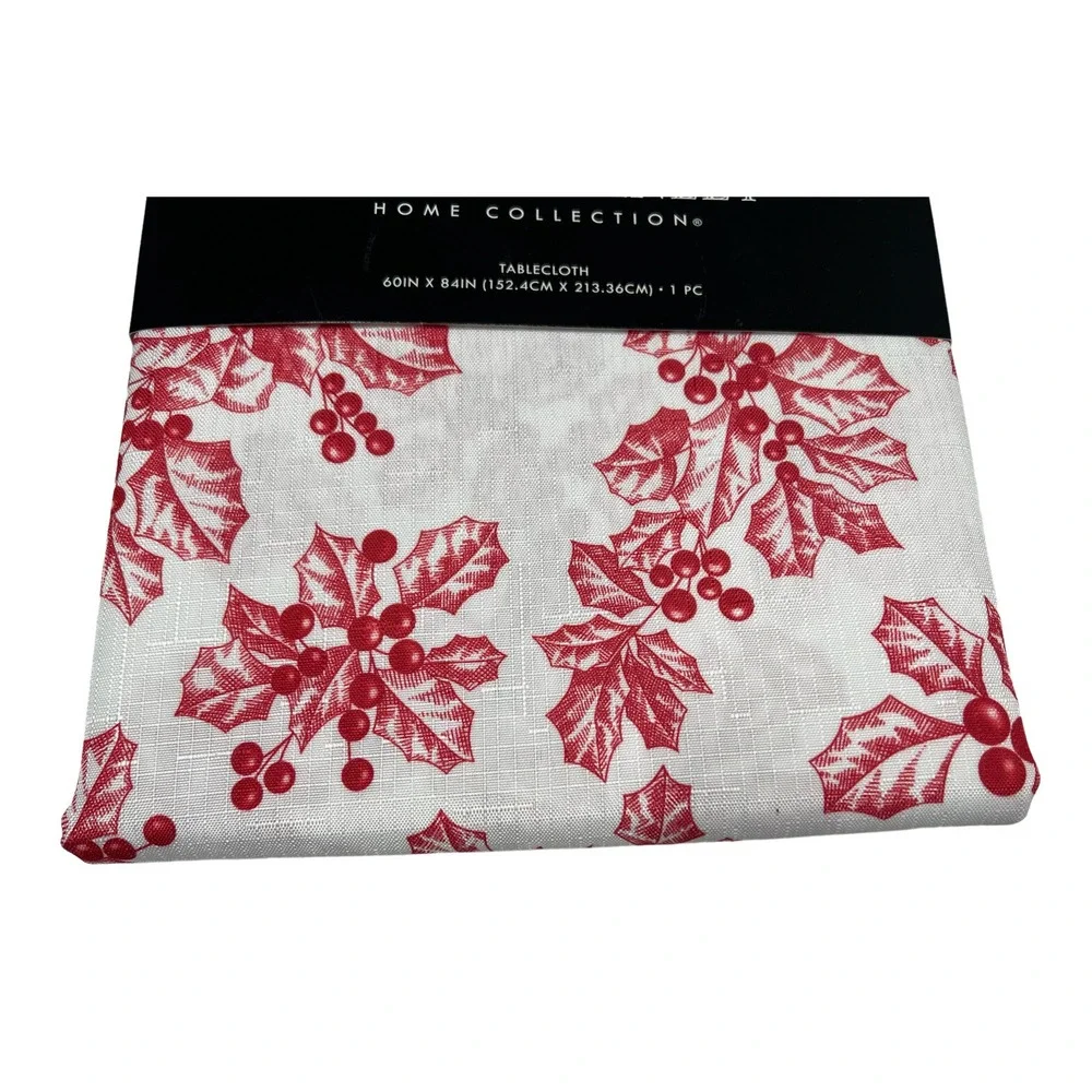 Fabric Tablecloth Christmas Robert Stanley Holly Pattern 60